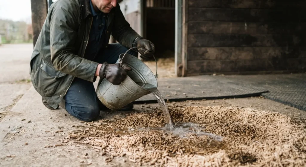 Wood pellets for horse bedding